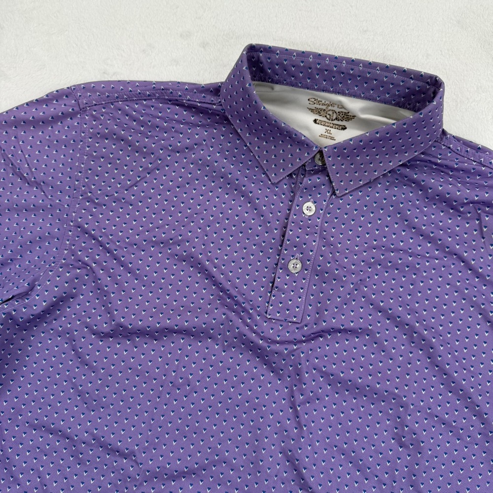 Straight Down Mens Golf Polo Shirt Purple Geometric Short Sleeve Shady Canyon XL